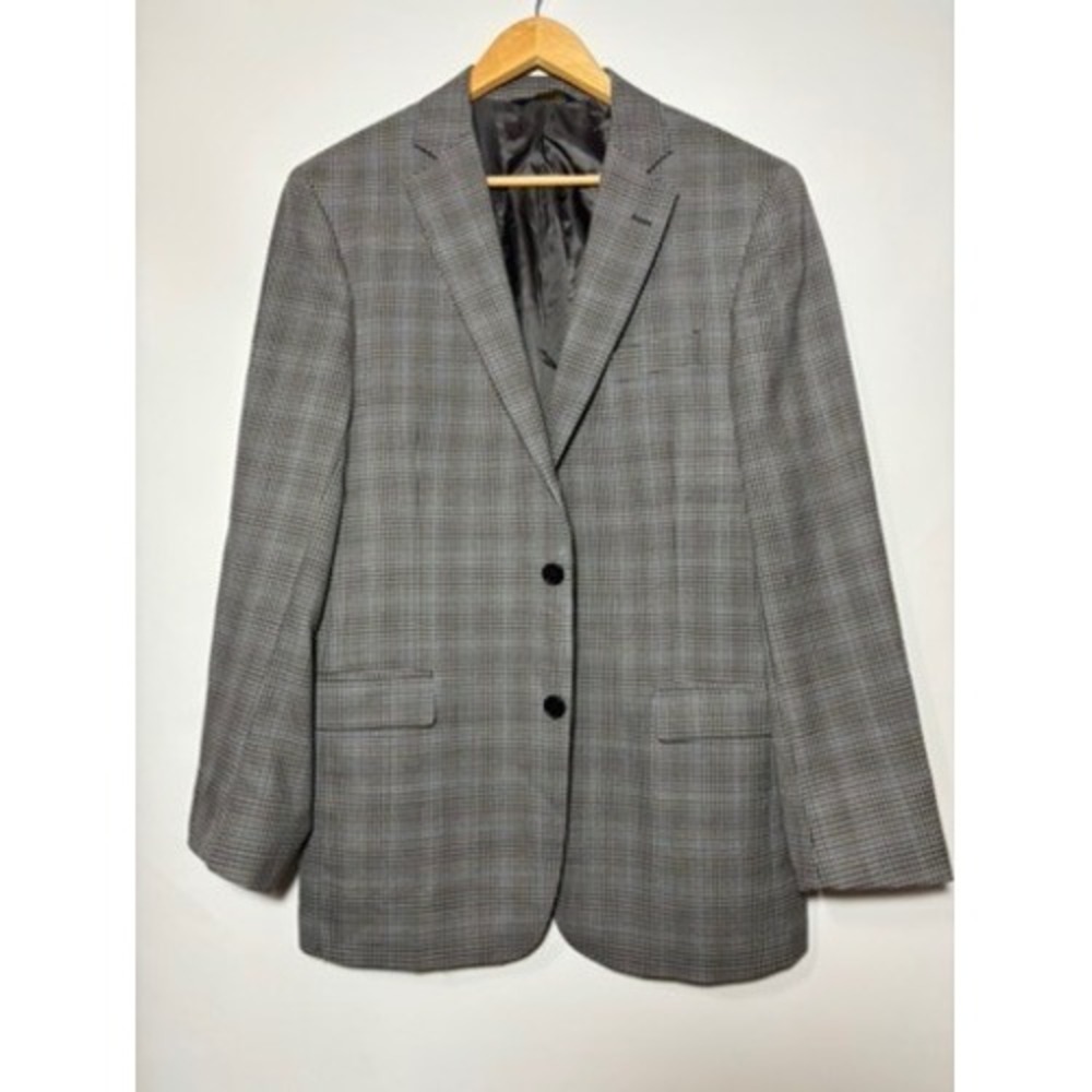 Brooks Brothers Blazer Men 40R Grey Regent Fit Plaid Wool Sport Coat 2-Button